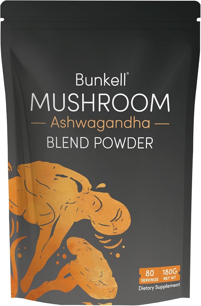 Ashwagandha Mushroom Powder, Adaptogenic 10 Mushrooms Complex w/ashwagandha - Lion's Mane, Reishi, Chaga & Maitake - Adaptogens Powder for Energy, Cognitive & Immune Support, 80 Servings