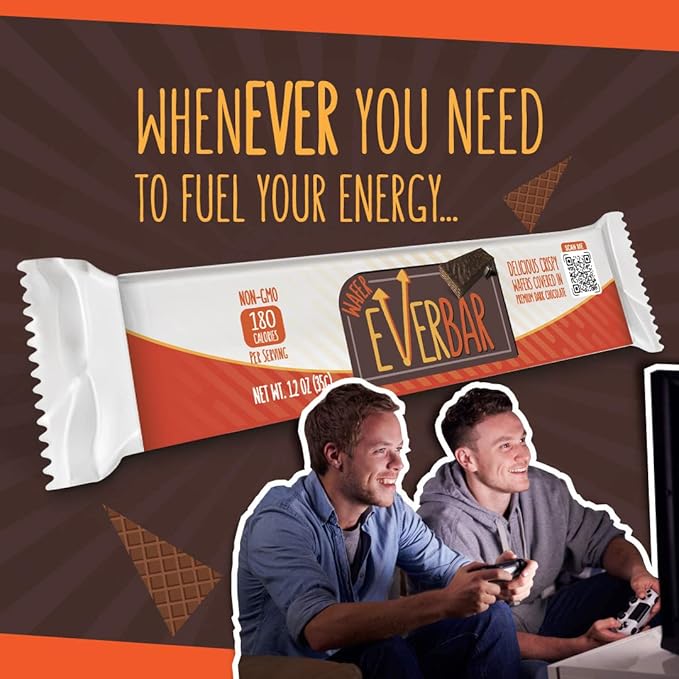 EverBar - Dark'n Crispy Chocolate Bars, 24 Count | Non-GMO, Dark Chocolate Wafer Candy Bar | On the Go | With Coffee or Tea | Healthy Snack | Bite-Size Premium Wafer Chocolate 24 Count (Pack of 1)