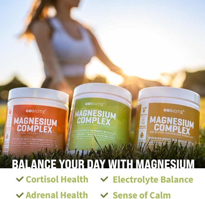 GoBiotix Magnesium Glycinate Powder – Cortisol Supplements for Women and Men – High Absorption Magnesium Complex Calm Supplement with Citrate, Malate – Sugar Free – 420 mg, 60 Servings - Lemon Lime
