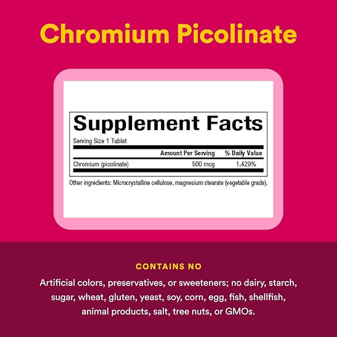 Natural Factors Chromium Picolinate, 500 mcg, 90 Tabs (Pack of 4)