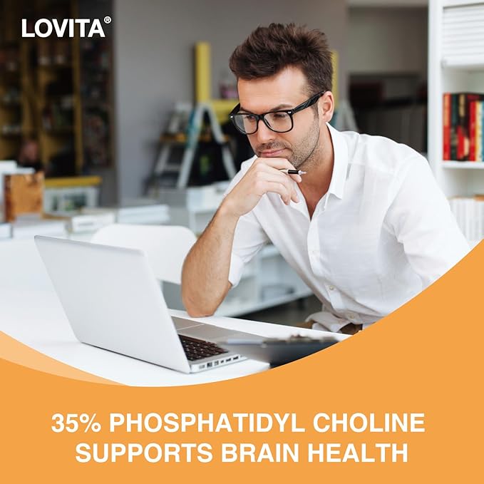 Lovita Lecithin, 1000mg per Softgel, 35% Phosphatidyl Choline | Lactation, Brain & Nerve Support | Vegan, Non-GMO, 60 Softgels (Pack of 3)
