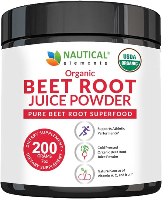 Beet Juice Powder Organic - Cold Pressed - 20:1 Concentrate - Concentrated Beet Root Powder - Nitric Oxide - Circulation Support - 57 Servings of Beet Root Supplement - 7oz