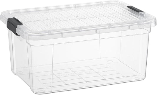 Superio Clear Plastic Storage Bin with Lid, 11 Qt, Non-Toxic, BPA Free, Odor Free, Organizer Storage Box, Stackable Plastic Tote for Home, Garage, School, and Office