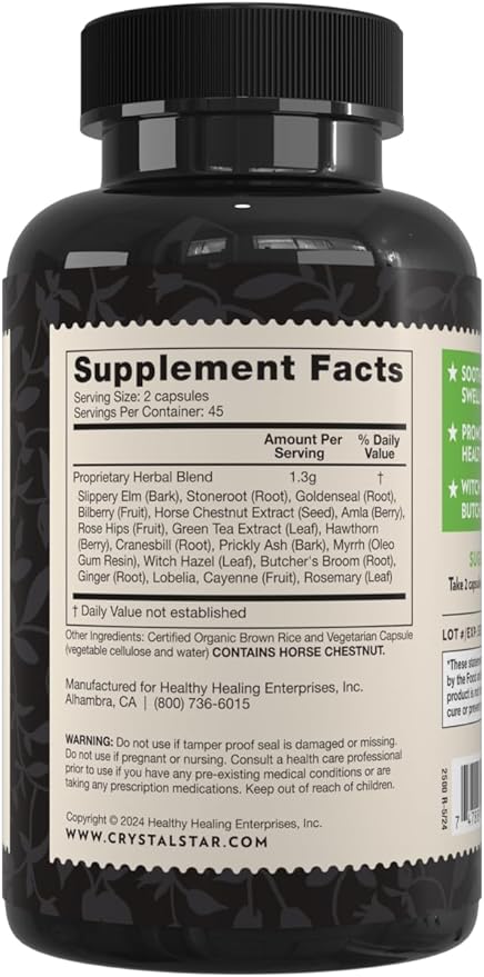 Crystal Star Hemr-Ez Relief, 90 Vegetarian Capsules