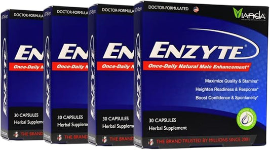 Enzyte® Natural Male Enhancement Bundle for Quality and Stamina with Asian Ginseng, Ginkgo Biloba, Grape Seed Extract, Horny Goat Weed - 4 Pack Bundle
