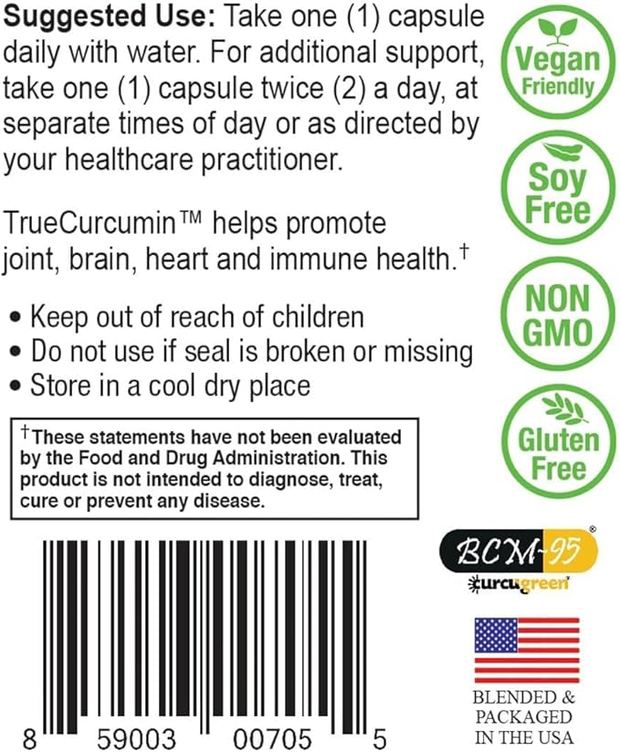 NatureCity True-Curcumin Turmeric Supplement | Non-GMO Tumeric and Curcumin 500mg Curcuma Capsules Vitamin Supplements | Up to 700% Increase in Absorption (60 Day Supply) | Supports Joints