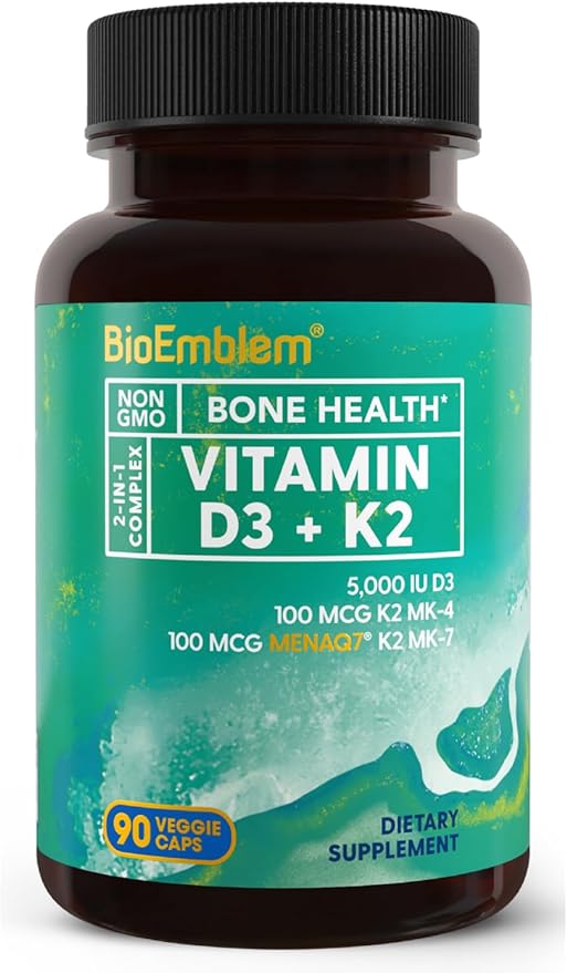 BioEmblem Triple Magnesium Complex 180 Capsules with Vitamin D3 K2 90 Capsules