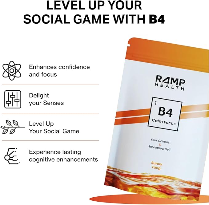 B4 - Supplement - Available in 6 Flavors - L-Theanine, Lemon Balm Extract, and More - 10 Count (10 Packets, Sunny Tang)