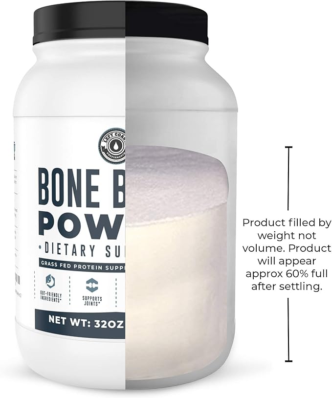 Bone Broth Protein Powder – Pure Grass-Fed Beef Bone Broth, Unflavored with Natural Collagen, Glucosamine & Gelatin – Paleo & Keto-Friendly, Non-GMO, Dairy-Free for Gut Health & Joint Support 32oz