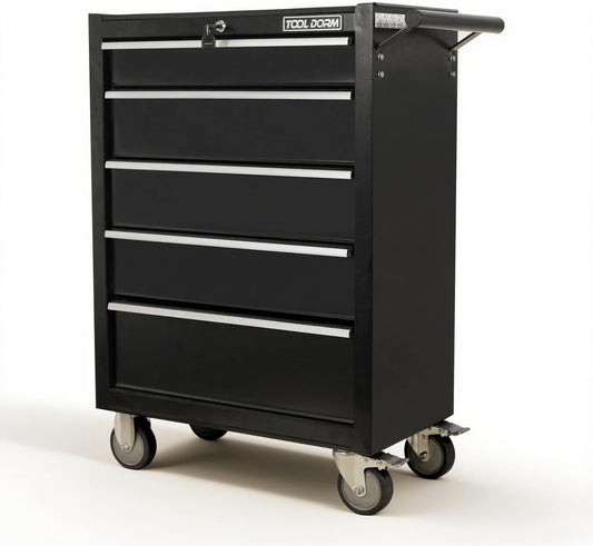 5-Drawer Rolling Tool Chest with Locking Wheels & Drawers, 13" D x 24.2" W x 34.6" H Mobile Tool Storage Cabinet, Heavy-Duty Garage Organizer w/Ergonomic Handle