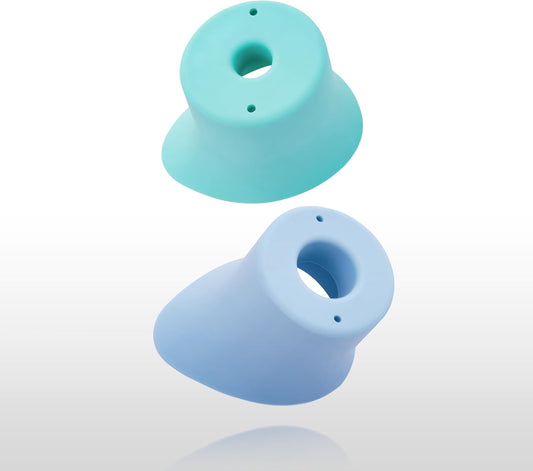 Fullicon 2-Pack Eye Drop Guide for Seniors, Soft & Reusable Eye Drop Dispenser for Elderly, Fits Most Eye Drop Bottles, Easy Eye Dropper Aid with Light Points for Accurate Application (Blue & Green)