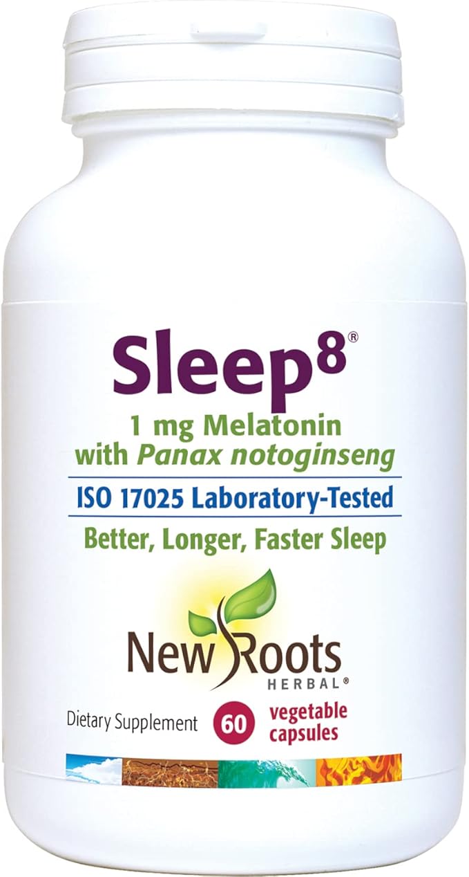 NEW ROOTS HERBAL Sleep Supplement, with Passion Flower, Chamomile, Hops, Panax Gingseng, Skullcap, Magnesium, Melatonin (60 Veg Caps) | Natural Sleep Aid