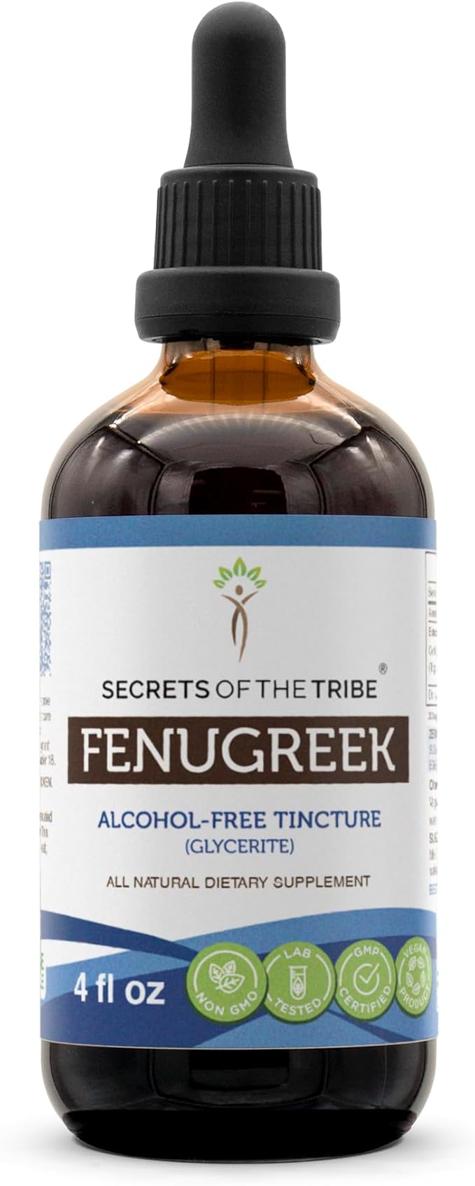 Secrets of the Tribe Fenugreek Tincture Alcohol-Free Extract, Fenugreek Trigonella foenum-graecum Healthy Digestion 4 OZ