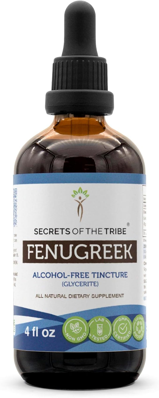 Secrets of the Tribe Fenugreek Tincture Alcohol-Free Extract, Fenugreek Trigonella foenum-graecum Healthy Digestion 4 OZ