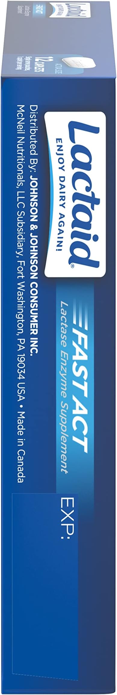 Lactaid Fast Act Lactose Intolerance Relief Caplets with Lactase Enzyme to Prevent Gas, Bloating & Diarrhea Due to Lactose Sensitivity, Ideal for Travel & On-The-Go, 12 Packs of 1-Count