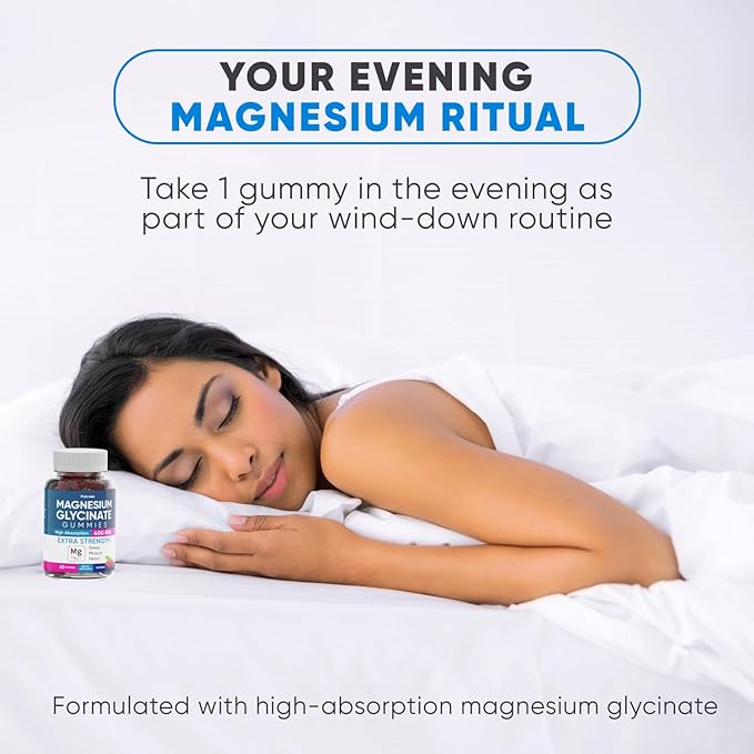 Magnesium Glycinate Gummies 400mg, High Absorption Magnesium Supplement for Women, Men and Kids, Muscle Support and Relaxation, Sugar Free, Vegan, 60 Days Supply, Raspberry Flavor