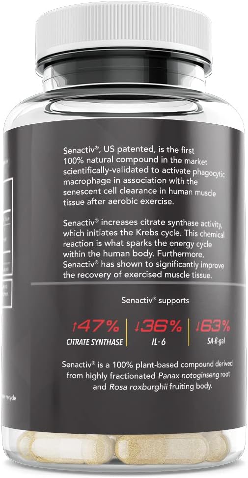 Senactiv Glycogen Fuel and Muscle Recovery Supplement, 60 Capsules, Packaged Locally in California