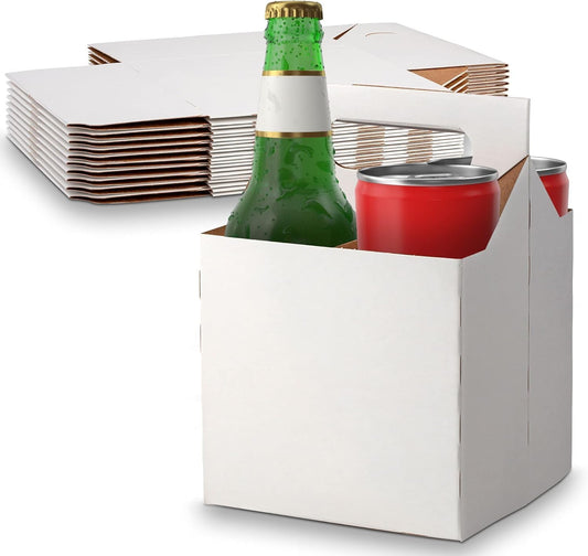 MT Products White 4 Bottle Holder 12 oz. - Corrugated Bottle Carrier for Transport (Pack of 200) - Made in the USA