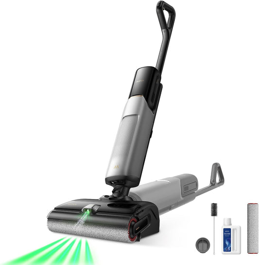 Mova X4 Pro Wet Dry Vacuum Cleaner, 20000Pa Cordless Vacuum Mop with Zero Tangle, Hot Water Mopping for Sticky Messes,194℉ Hot Air Self Drying, 180° Lie Flat, Push-in Charging Station, LED Display
