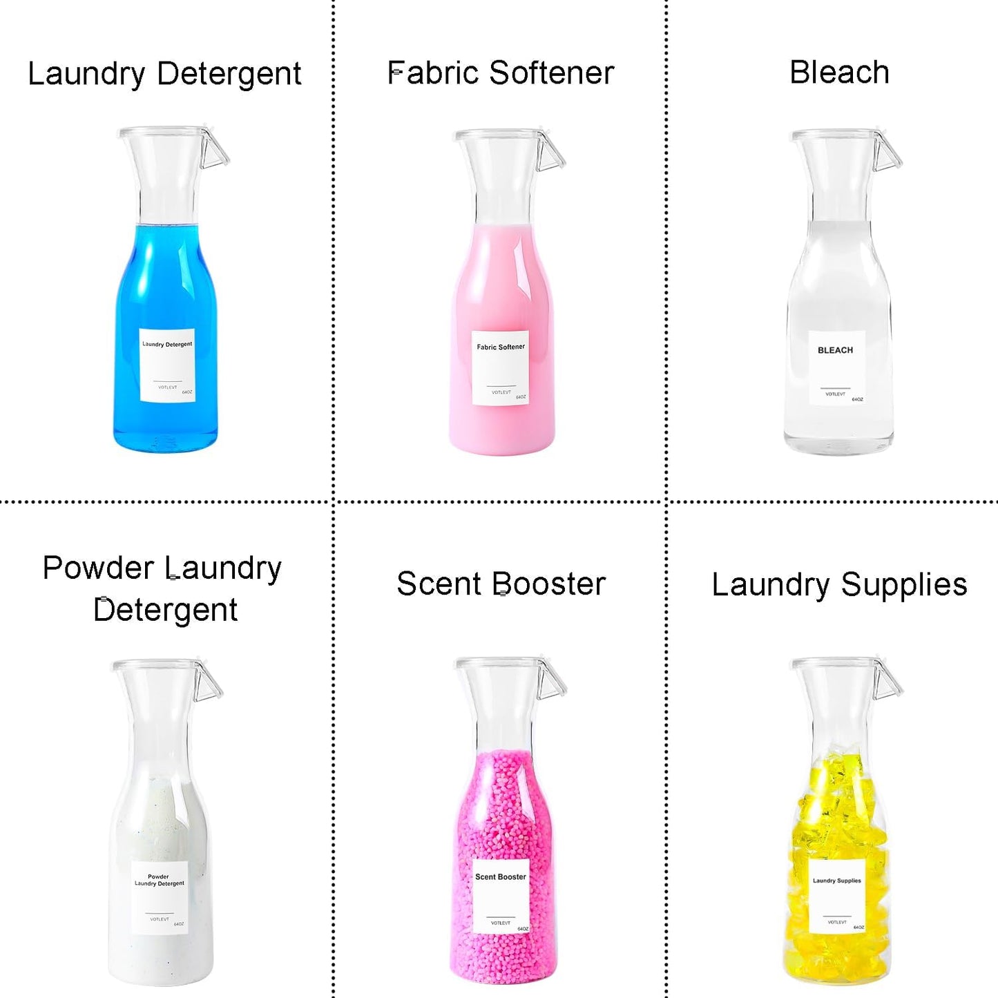 40 OZ Liquid Laundry Detergent Dispenser, Laundry Soap Dispenser, Fabric Softener Dispenser, Liquid Laundry Detergent Holder Container Organizer, Laundry Room Organization and Storage, 2 Pack