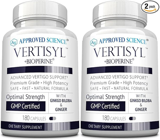 Approved Science VertiSyl - Ginkgo Biloba, Ginger, Vitamin D3, BioPerine - 180 Capsules - Pack of 2