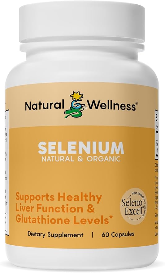 Natural Wellness Organic Selenium 200 mcg – SelenoExcell for Antioxidant, Thyroid, and Metabolism Support – 60 Capsules, 60-Day Supply
