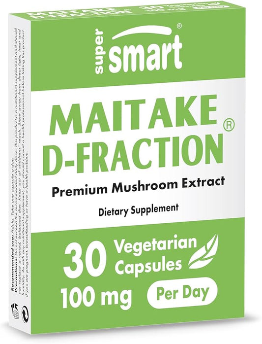 SuperSmart Maitake D Fraction Pro 100mg per Day (Maximum Strength) - Premium Mushrooms Extract Supplement | Non-GMO & Gluten Free - 30 Vegetarian Capsules