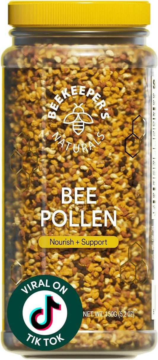 Beekeeper's Naturals - 100% Raw Bee Pollen Granules, Natural Preserved Enzymes, Source of Vitamin B, Minerals, Amino Acids & Protein - Paleo & Keto Friendly, Gluten Free (5.2 oz)
