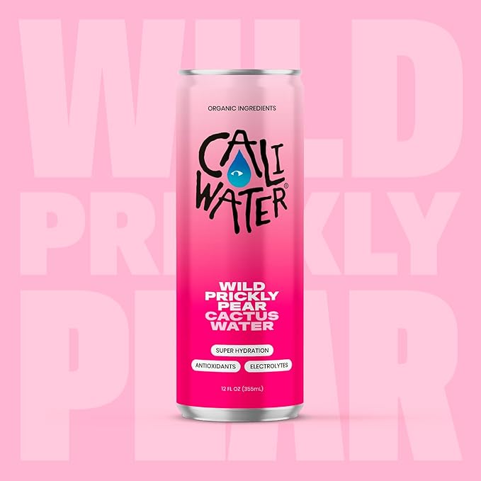Caliwater - Organic Cactus Water - Wild Prickly Pear - 5g Sugar, 25 Calories - Coconut Water Alternative - Natural Plant Based Hydration - Skin Care, Electrolyte Drinks - Flavored Water - 12 Cans