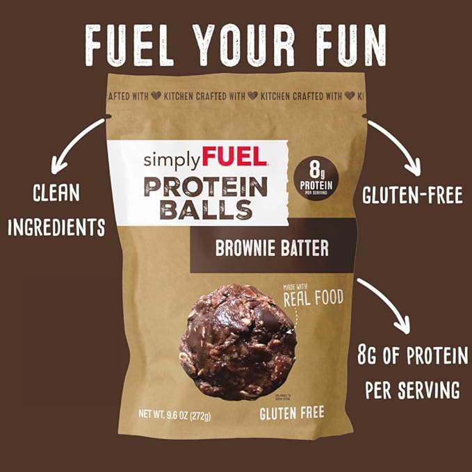 simplyFUEL Whole Food Protein Balls - Brownie Batter Snacks - 8g Protein Snack - Gluten Free Energy Balls