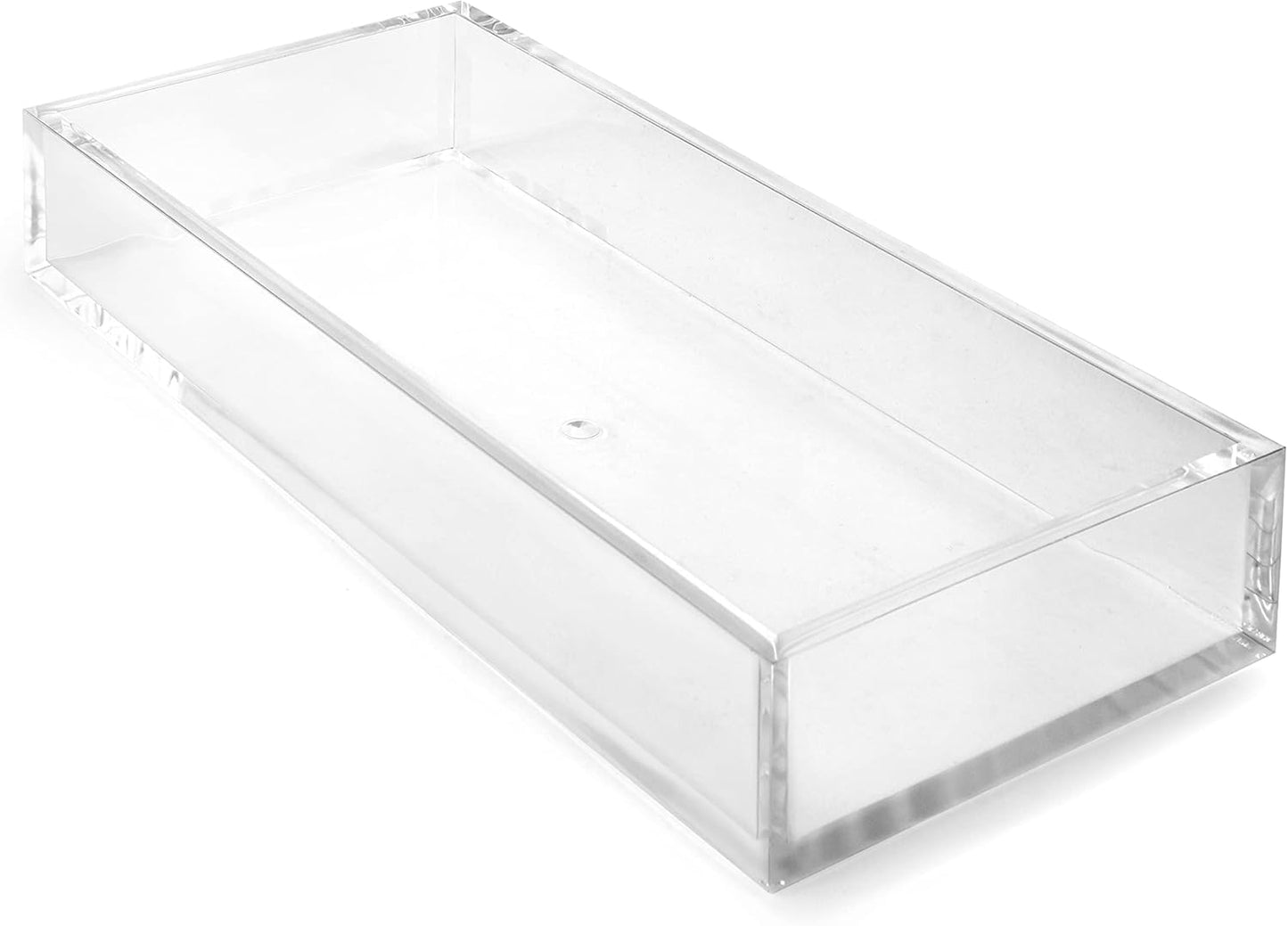 Huang Acrylic Clear Catchall Decorative Tray | Minimalistic Design for Keys, Wallet, Perfume, Jewelry, or Makeup | Rectangular Organizer Tray for Vanity, Dresser, Bathroom, Bedroom | 14 x 6.25 inches