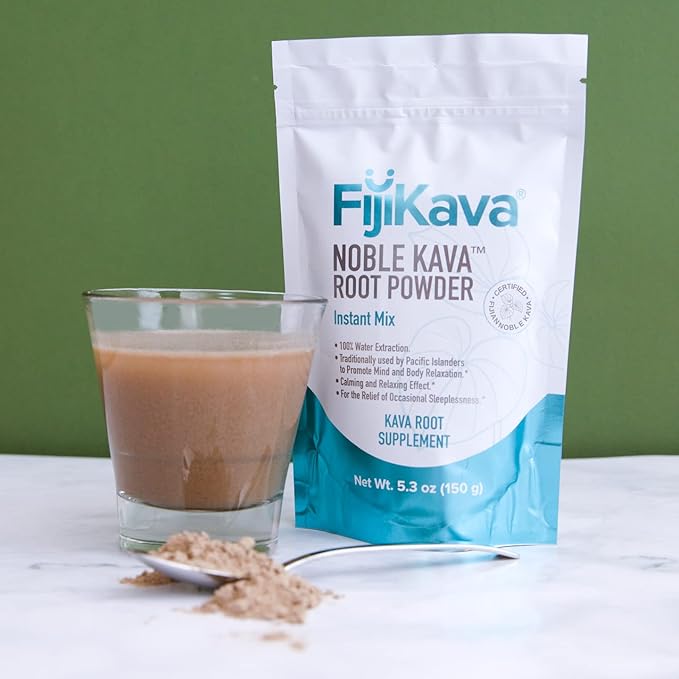 FijiKava Instant Kava Kava Powder 150g – Premium Kava Root Powder with High Kavalactone Content – Natural Relaxation Aid for Calmness, Stress Relief, and Sleep Support – Easy-to-Mix