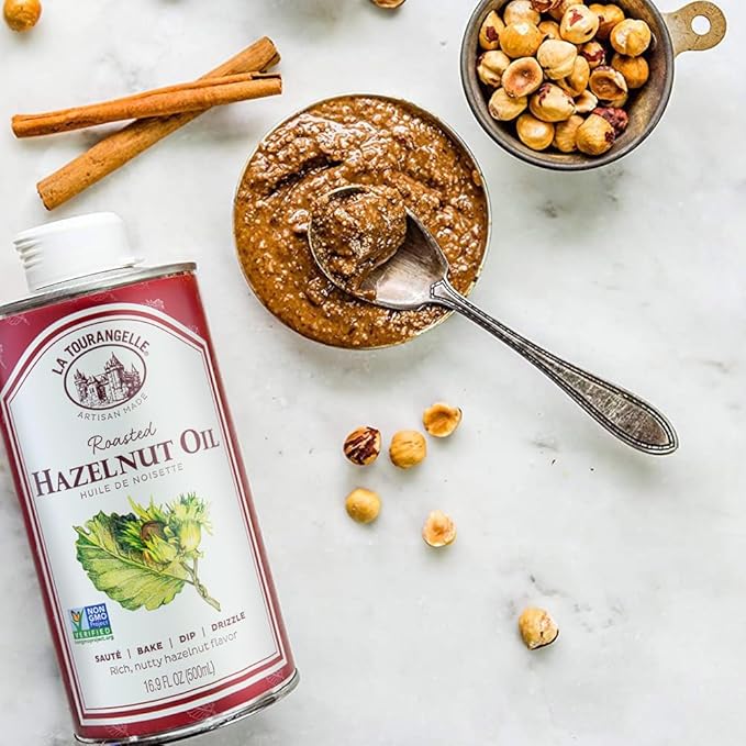 La Tourangelle Roasted Hazelnut Oil, High-Oleic Oil Great for Baking, Stir-Frying, and Vinaigrettes, 16.9 Fl Oz