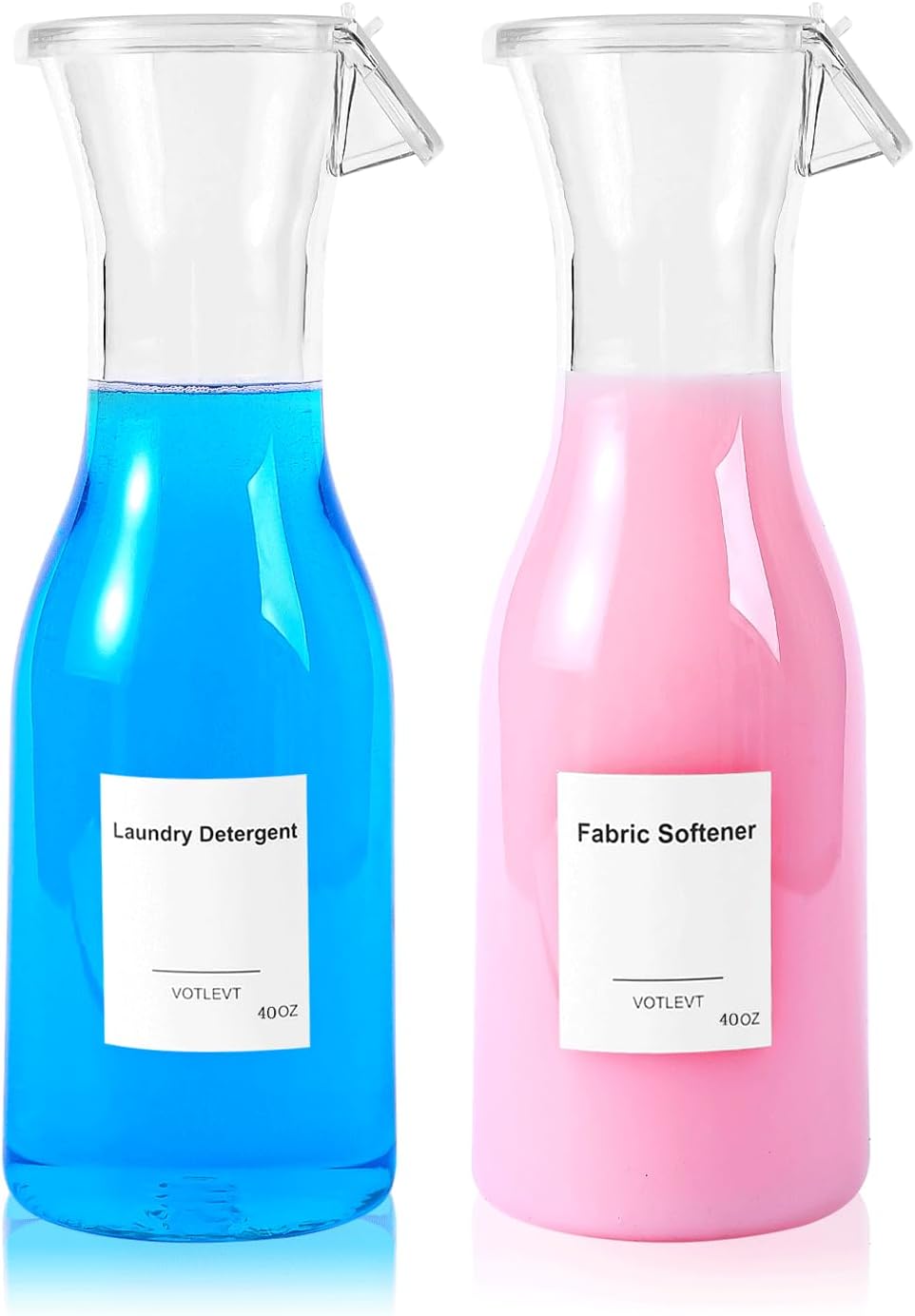 40 OZ Liquid Laundry Detergent Dispenser, Laundry Soap Dispenser, Fabric Softener Dispenser, Liquid Laundry Detergent Holder Container Organizer, Laundry Room Organization and Storage, 2 Pack