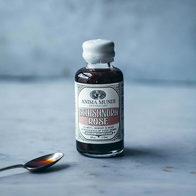Anima Mundi Apothecary Schisandra Rose Elixir - Liquid Schisandra Berry Adaptogen Supplement with Wildcrafted Rose Petals for Liver and Kidney Support - Anima Mundi Beauty Supplements (2oz / 59ml)