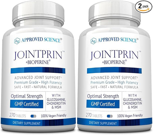 Approved Science Jointprin - Joint Support Supplement - Glucosamine, MSM, Chondroitin, Turmeric, Boswellia, BioPerine - 6 Month Supply