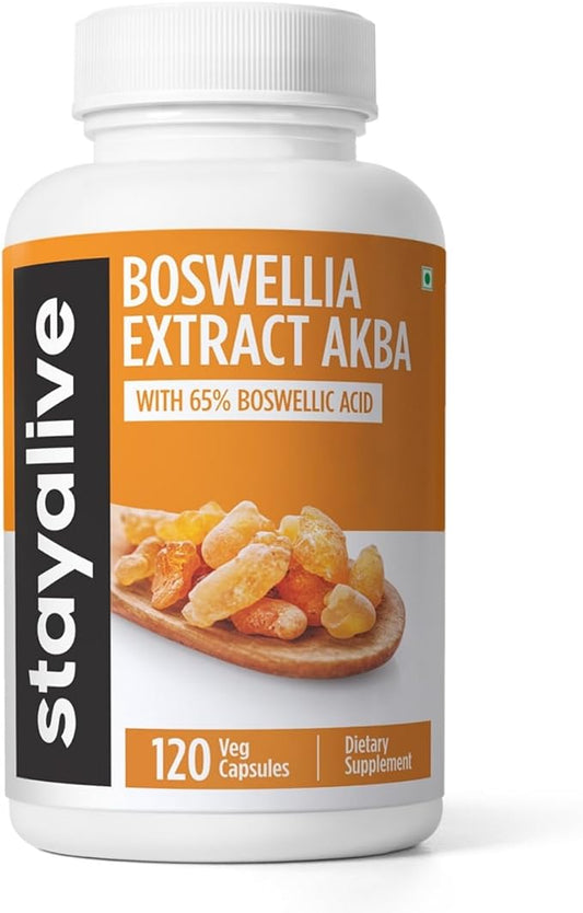 STAY ALIVE Boswellia Serrata Extract Capsules 1000mg with AKBA and 65% Boswellic Acid, 12:1 Resin Extract Powder, 120 Count for 2-Month Supply, Non-GMO and Gluten-Free Boswellia Supplement