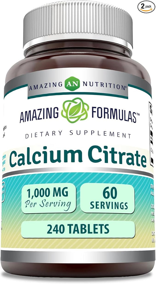 Amazing Formulas Calcium Citrate Supplement | 1000 Mg | Tablets | Non-GMO | Gluten Free | Made in USA (1 Pack, 240 Count)