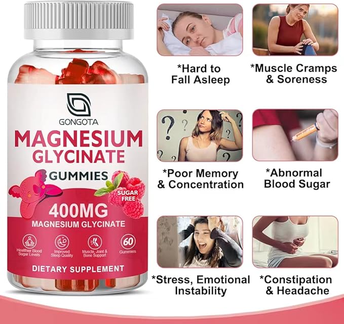 Magnesium Glycinate Gummies 400 mg with 100 mg Composite magnesium - Chelated Magnesium Potassium Supplement with Vitamin D, B6 Supports Calm, Sleep, Memory & Muscle Cramps,Sugar Free - 120 Gummies