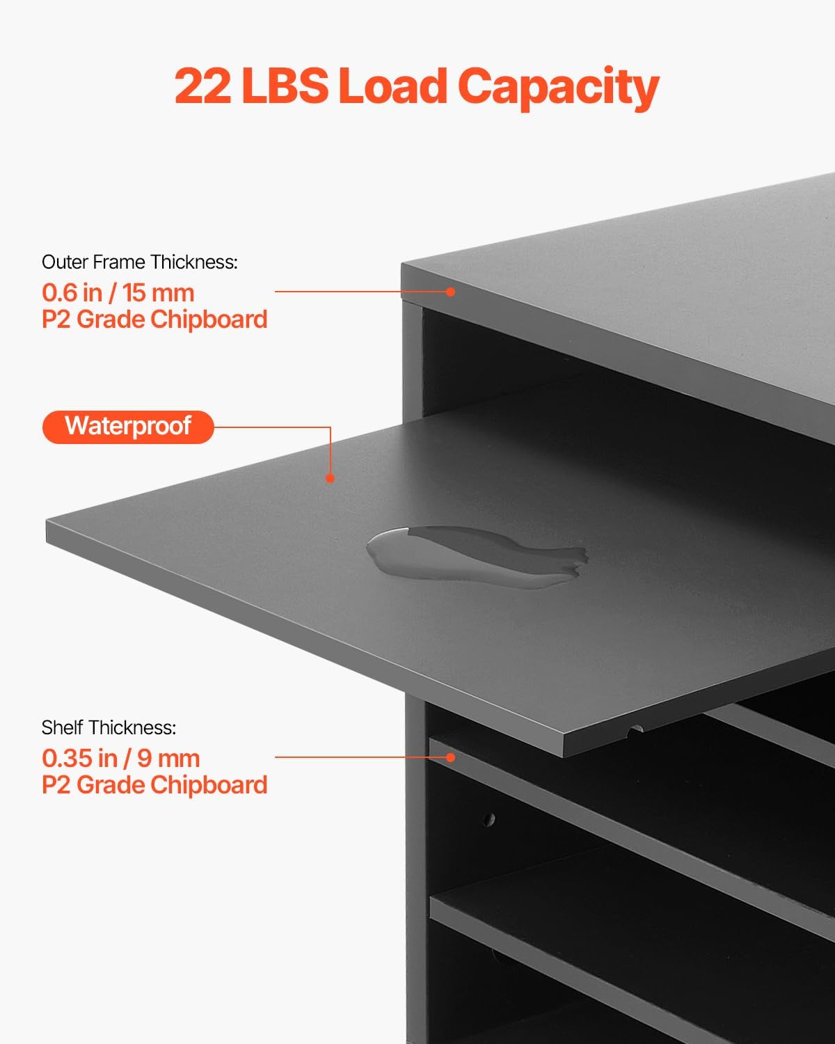 VEVOR Literature Organizer, 5 Compartments Office Mailbox with Adjustable Shelves, Wooden Mailbox Sorter Medium Density Fiberboard Office Home Classroom Storage for Files, Documents, Papers, Grey