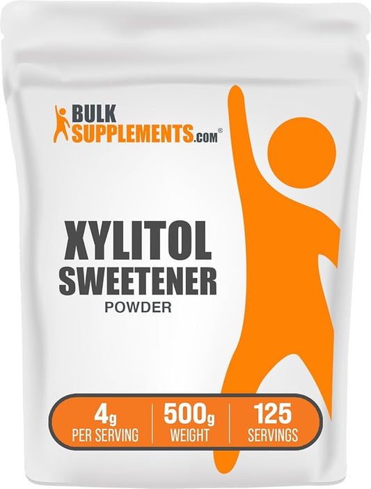 BulkSupplements.com Xylitol Powder - Natural Sugar Substitute & Sugar Alternative - Sweetener For Baking & Cooking, Gluten Free - 4g per Servings, 125 Servings (500 Grams - 1.1 lbs)