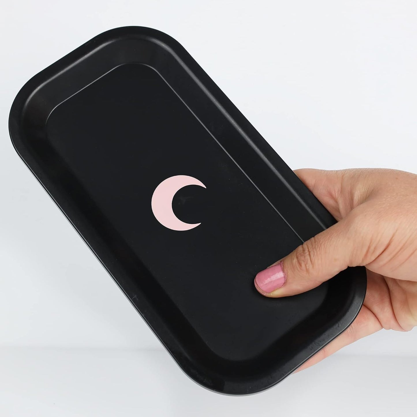 Brando Moon Small Tray - Black Lightweight Plant Based Tray - Made from Plants - Low Carbon Kitchen Tool - Curved Edges and Smooth Surface - Travel Size 8 x 4.1 inches