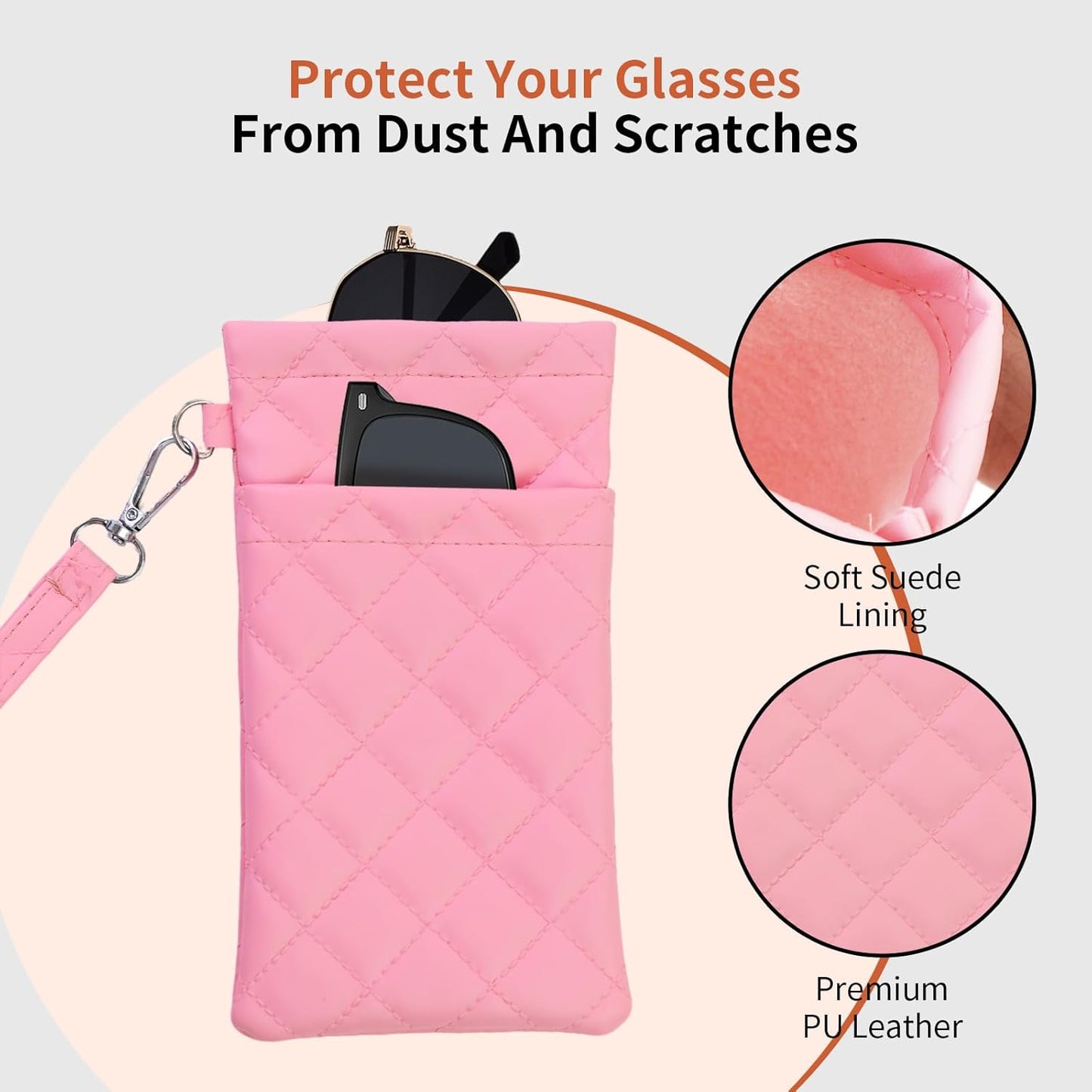 Double Eyeglass Case Soft Dual Glasses Case for Women Men Travel Squeeze Top Sunglasses Cases Eyeglasses Pouch