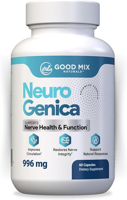NeuroGenica - 60 Capsules - Balanced Nutrient Formula with Benfotiamine 300mg, B12, Folate, Vitamins C & D3 - Vegan, Soy-Free - Made in USA