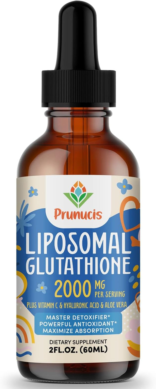 2000MG Liposomal Glutathione Liquid, 98% Absorption, Active Form L-Glutathione Supplement, Vegan Friendly, Powerful Antioxidant Complex for Immune System, Aging Defense, Detox, 2 FL.OZ