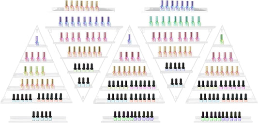 10PCS Triangular Nail Polish Racks, 5 Tiers Wall-Mounted Nail Polish Racks Essential Oil Organizers Cosmetic Display Rack Lipstick Perfume Wall Shelf for Home Spa Nail Salon Shop(White)