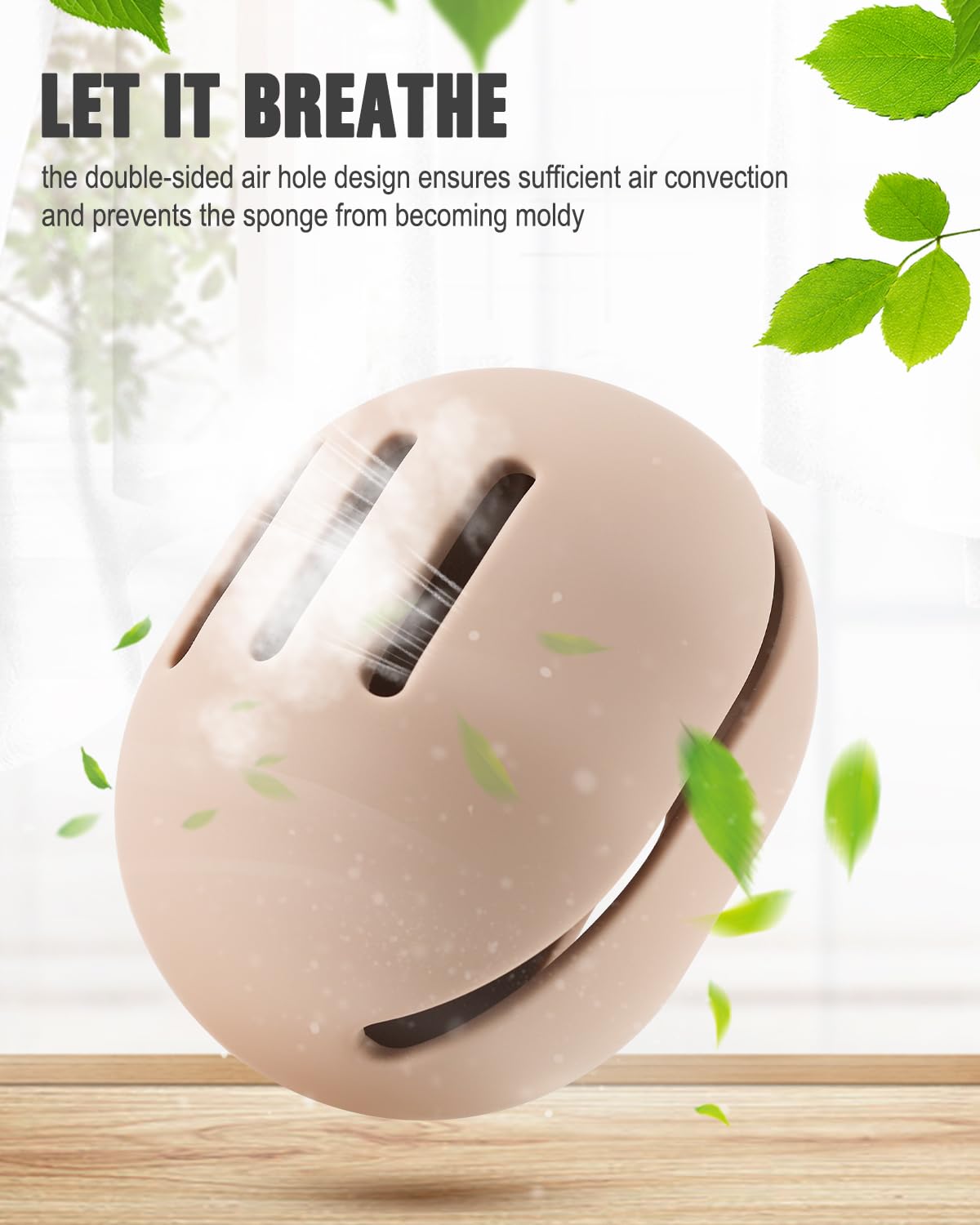 FERYES 2 PCS Makeup Sponge Holder – Shatterproof Eco-Friendly Silicone Beauty Make Up Blender Case for Travel - Khaki