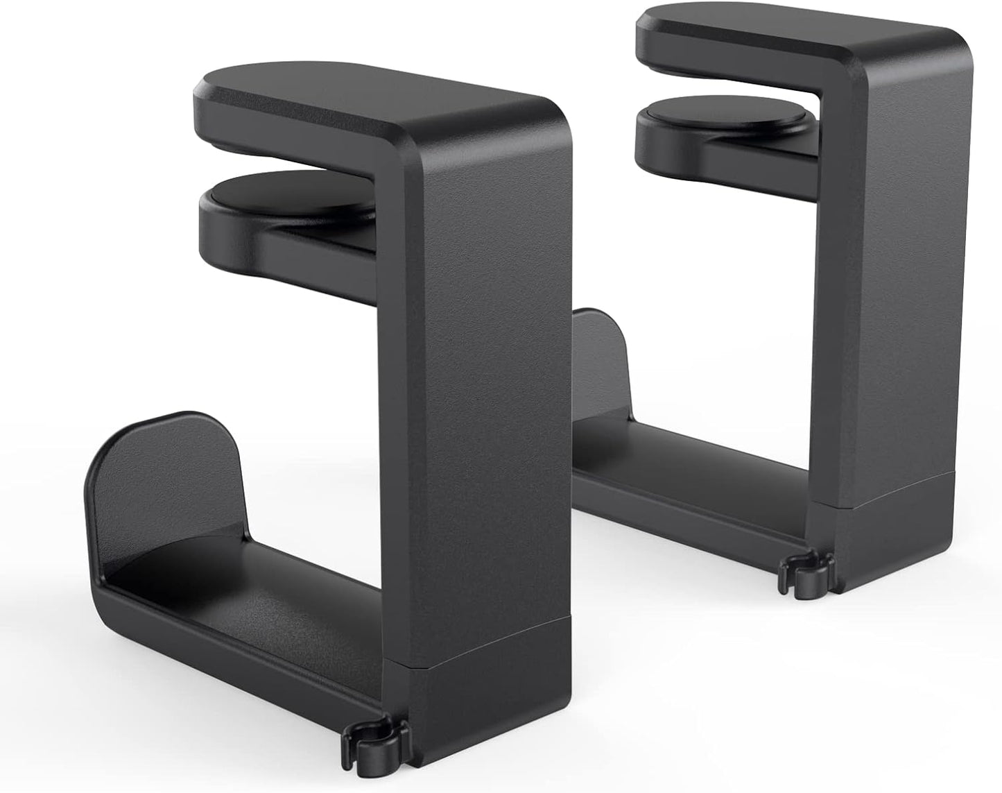 Rotating Headphone Stand - EURPMASK PC Gaming Headset Stand, Adjustable Clamp-on Headphone Holder, Headphone Hanger Hook Under Desk with 360 Degree Swivel&Cable Clip Organizer - Black, 2 Pack