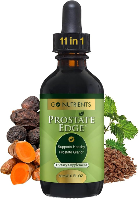 Go Nutrients Prostate Edge - Saw Palmetto & Pygeum Extract Supplement for Men’s Prostate Health & Relief - Organic Liquid Drops to Support Urinary Flow, Bladder Comfort & Vitality – 2oz