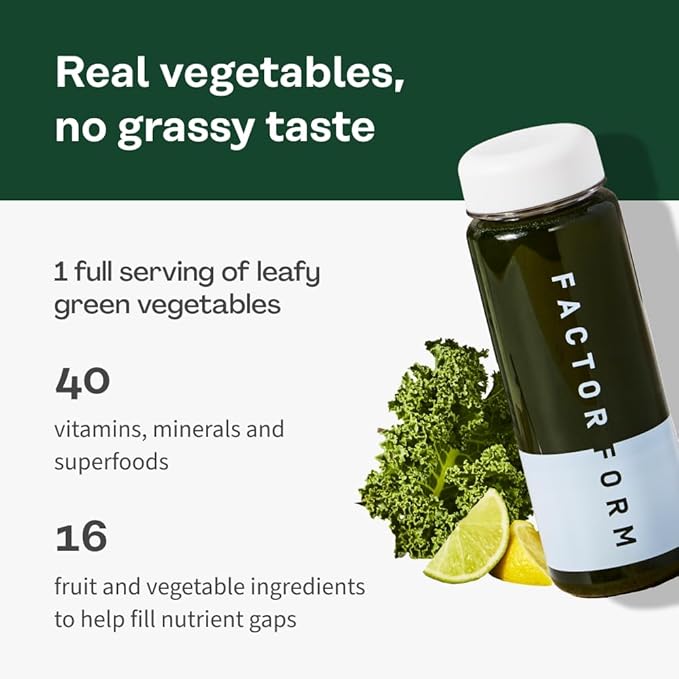 FACTOR FORM Daily Greens Superfood Powder | 5 Functional Blends for Gut Health | Energy & Immunity Support | Prebiotics, Probiotics, Adaptogens| 30 Packets | Citrus Flavor